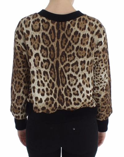 Shop Dolce & Gabbana Elegant Leopard Print Short Sweater Women's Top In Brown