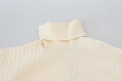 Dolce & Gabbana Ivory Turtleneck Distressed Cuff Pullover Sweater In Off White