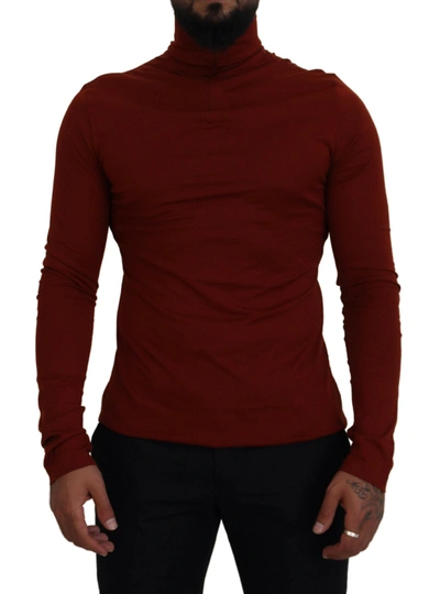 Shop Dolce & Gabbana Elegant Maroon Collar Zip Men's Sweater