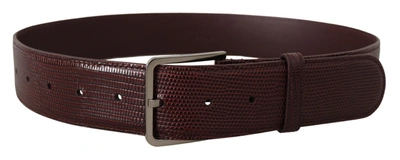 Shop Dolce & Gabbana Elegant Maroon Leather Belt With Engraved Women's Buckle