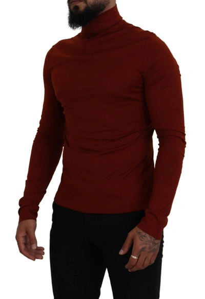 Shop Dolce & Gabbana Elegant Maroon Collar Zip Men's Sweater