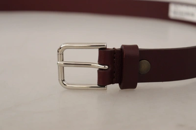 Shop Dolce & Gabbana Elegant Maroon Leather Belt With Logo Women's Buckle