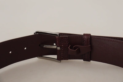 Shop Dolce & Gabbana Elegant Maroon Leather Belt With Engraved Women's Buckle