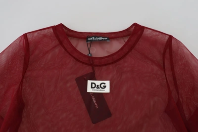 Dolce & Gabbana Maroon Nylon Two Layer Shift Mini Dress In Maroon