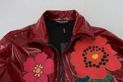 Shop Dolce & Gabbana Maroon Floral Luxe Women's Jacket
