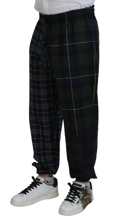 Shop Dolce & Gabbana Checkered Wool Blend Jogger Men's Pants In Multicolor