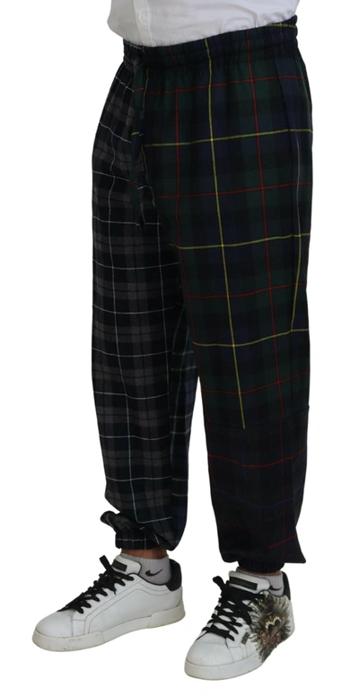 Dolce & Gabbana Multicolor Checkered Wool Men Jogger Pants In Multicolor