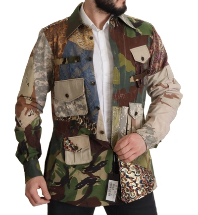 Shop Dolce & Gabbana Patchwork Camouflage Casual Men's Shirt In Multicolor