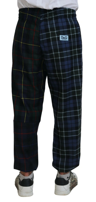 Shop Dolce & Gabbana Checkered Wool Blend Jogger Men's Pants In Multicolor