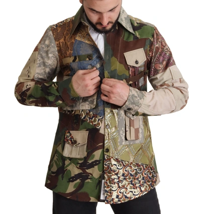 Shop Dolce & Gabbana Patchwork Camouflage Casual Men's Shirt In Multicolor