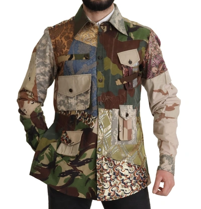 Shop Dolce & Gabbana Patchwork Camouflage Casual Men's Shirt In Multicolor