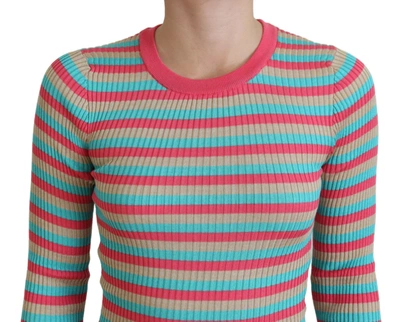 Shop Dolce & Gabbana Multicolor Crewneck Pullover Silk Women's Sweater