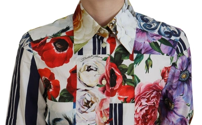 Dolce & Gabbana Multicolor Floral Cotton Collared Blouse Top In Multicolor