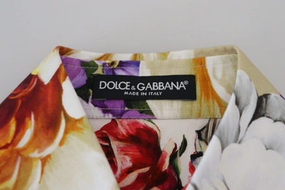 Dolce & Gabbana Multicolor Floral Cotton Collared Blouse Top In Multicolor