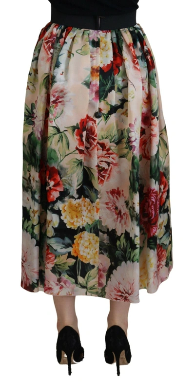 Shop Dolce & Gabbana Exquisite High Waist Floral Silk Women's Skirt In Multicolor