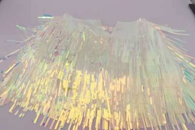 Dolce & Gabbana Iridescent Fringe Mini Skirt Mid Women's Waist In Multicolor