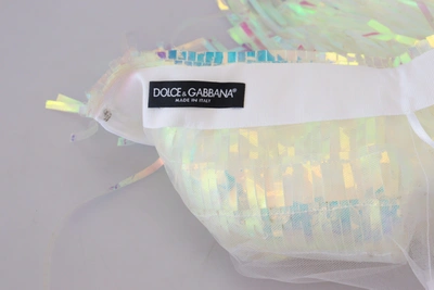 Shop Dolce & Gabbana Iridescent Fringe Mini Skirt Mid Women's Waist In Multicolor