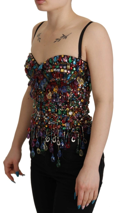 Shop Dolce & Gabbana Multicolor Sleeveless Bustier Jeweled Spring Women's Top