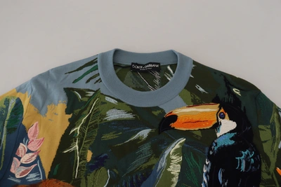 Dolce & Gabbana Jungle Wool Silk Pullover Logo Sweater In Multicolor