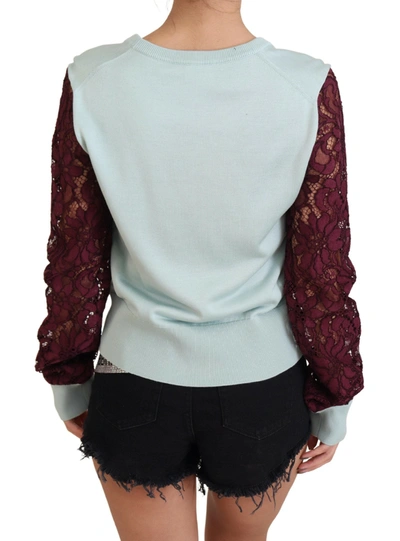Dolce & Gabbana Multicolor Lace Round Neck Pullover Sweater In Multicolor