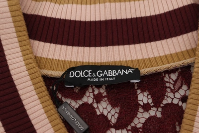 Dolce & Gabbana Multicolor Lace V-neck Pullover Sweater In Multicolor