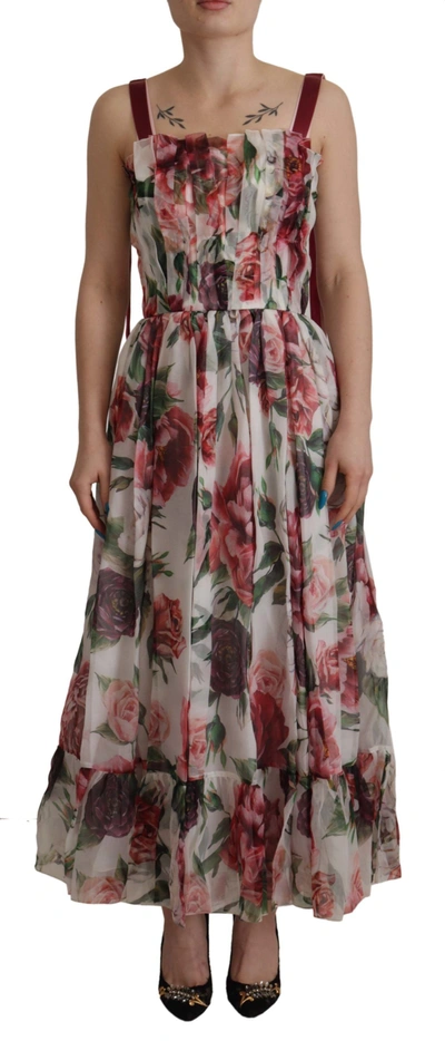 Shop Dolce & Gabbana Elegant Multicolor Silk Roses Maxi Women's Dress