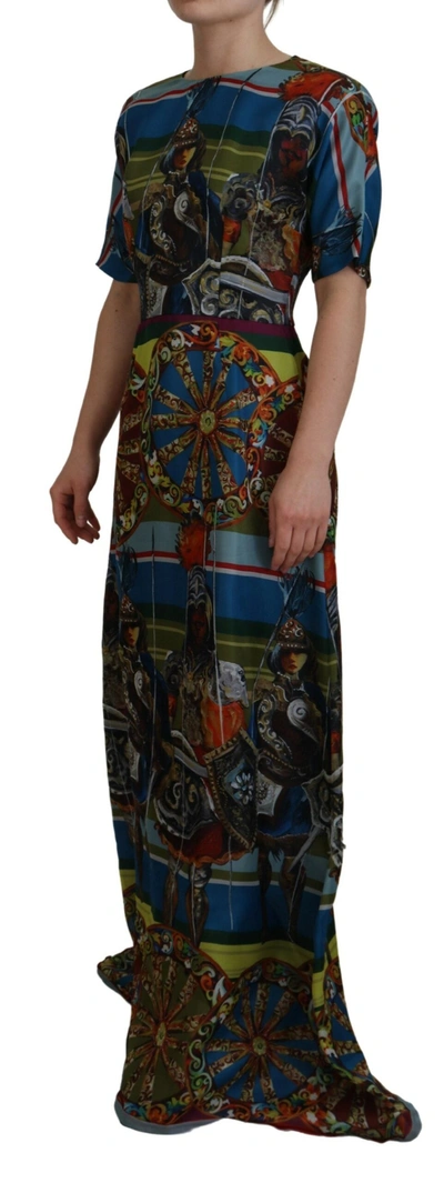 Shop Dolce & Gabbana Sicilian Elegance Long Silk Women's Dress In Multicolor