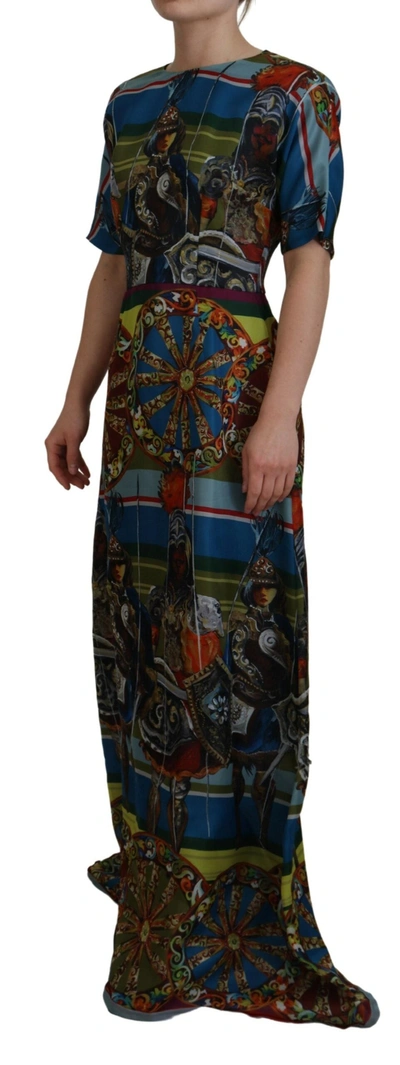Dolce & Gabbana Multicolor Sicily Silk A-line Long Gown Dress In Multicolor
