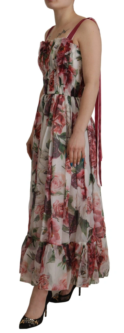 Shop Dolce & Gabbana Elegant Multicolor Silk Roses Maxi Women's Dress