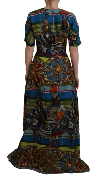 Shop Dolce & Gabbana Sicilian Elegance Long Silk Women's Dress In Multicolor