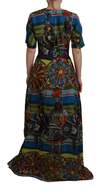 Dolce & Gabbana Multicolor Sicily Silk A-line Long Gown Dress In Multicolor
