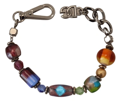 Shop Dolce & Gabbana Multicolor Beaded Silver Chain Women's Bracelet