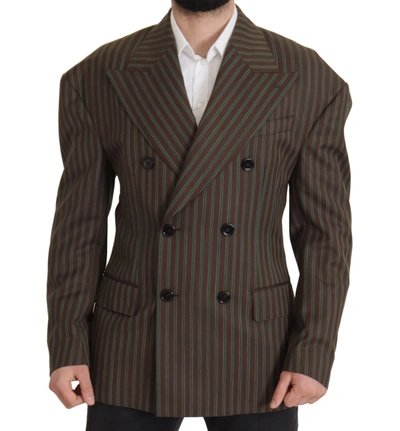 Dolce & Gabbana Multicolor Striped Double Breasted Men's Blazer In Multicolor