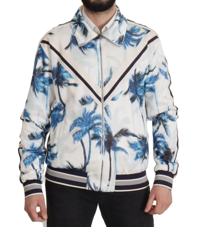 Dolce & Gabbana Multicolor Tree Print  Full Zip Sweater In Multicolor