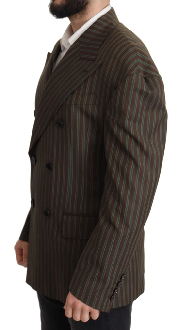 Dolce & Gabbana Multicolor Striped Double Breasted Men's Blazer In Multicolor