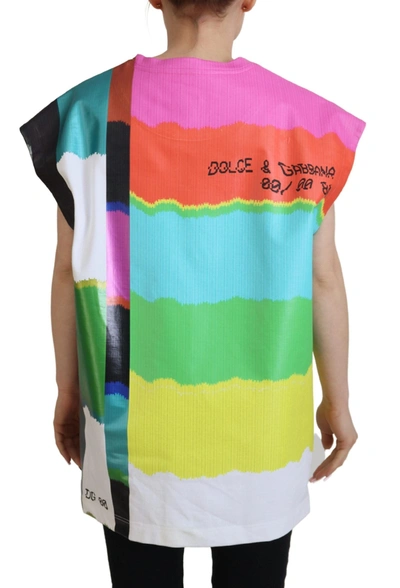 Dolce & Gabbana Multicolor Tv Glitch Print Blouse Casual Top In Multicolor