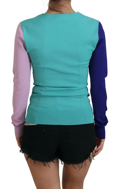 Dolce & Gabbana Multicolor V-neck Viscose Long Sleeves Sweater In Multicolor