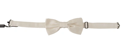 Shop Dolce & Gabbana Elegant Off White Silk Bow Men's Tie