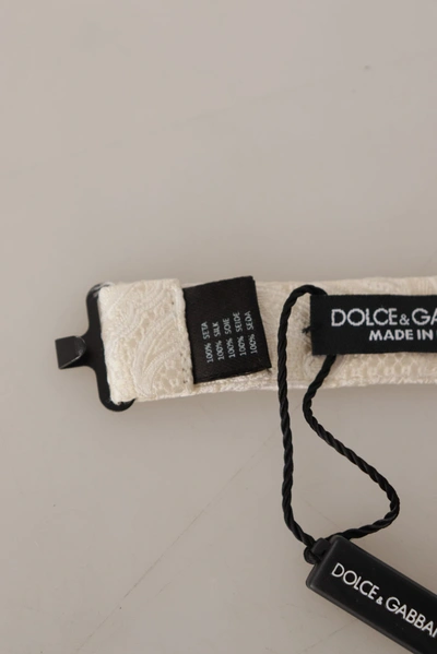 Shop Dolce & Gabbana Elegant Silk Bow Tie In Pristine Men's White In Off White