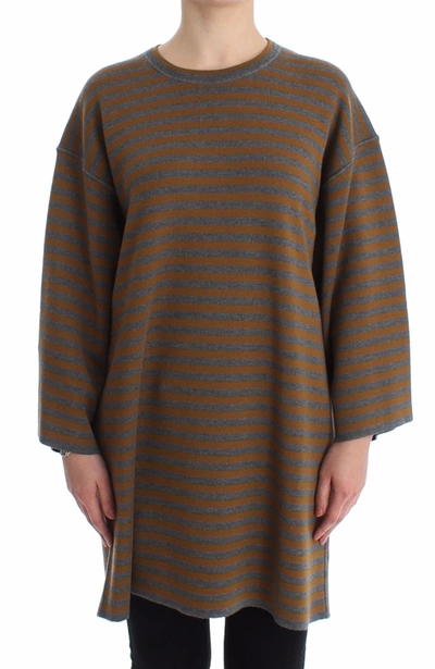 Shop Dolce & Gabbana Yellow & Gray Striped Oversized Women's Sweater
