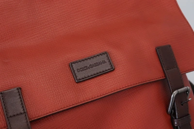 Shop Dolce & Gabbana Elegant Calfskin Leather Backpack In Men's Orange