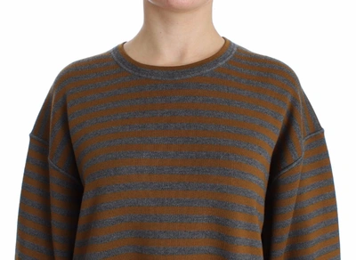 Dolce & Gabbana Oversized Gray Yellow Striped Sweater Top In Gray