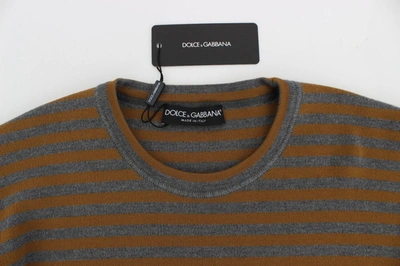 Dolce & Gabbana Oversized Gray Yellow Striped Sweater Top In Gray