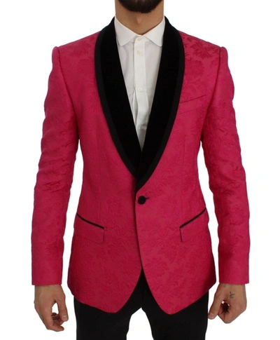 Shop Dolce & Gabbana Floral Brocade Single-breasted Men's Blazer In Pink
