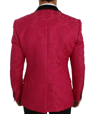 Dolce & Gabbana Pink Floral Brocade Slim Blazer Jacket In Pink