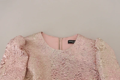 Dolce & Gabbana Pink Jaquard 3/4 Sleeve Sheath Midi Dress In Pink