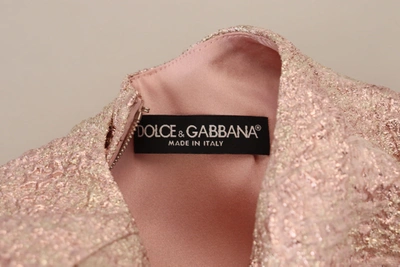 Dolce & Gabbana Pink Jaquard 3/4 Sleeve Sheath Midi Dress In Pink