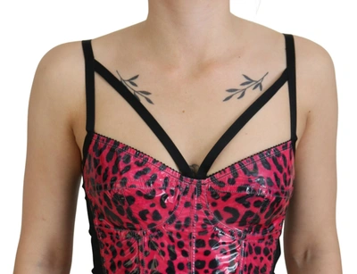 Shop Dolce & Gabbana Leopard Print Bustier Corset Women's Top In Pink