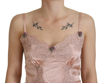 Shop Dolce & Gabbana Elegant Pink Silk Lingerie Women's Top