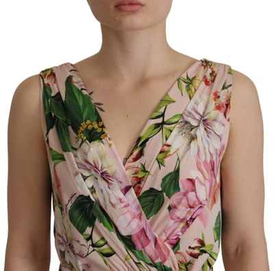 Shop Dolce & Gabbana Elegant Floral Silk Wrap Women's Dress In Pink